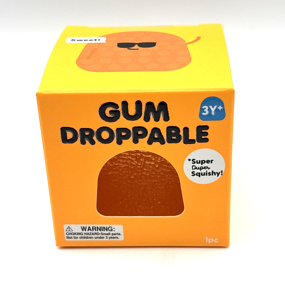 J'adore Gum Droppable Super Duper Squishy Tactile Squeeze Toy Orange NIB